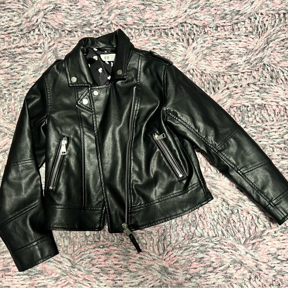 H&M Black Jacket with Heart Lining